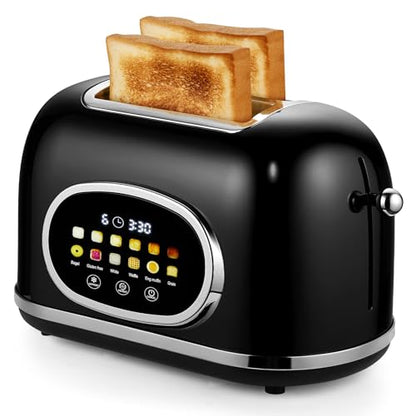 Roter Mond Toaster 2 Slice Touchscreen Stainless Steel, Retro Black - color: Black