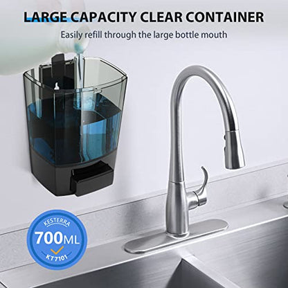 Manual Soap Dispenser, 23.7oz/700ml Wall Mount Soap Dispenser, Large Capacity Kitchen Bathroom Hand Soap Pump, Commercial Refillable Shampoo Shower Gel Lotion Dispenser, Black - color: Black 700ml