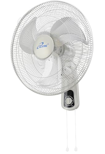 iLiving Glow Oscillating Wall Mount Fan with Adjustable Tilt, 18-inch, 3 Speed, Metal Grille and Blade, 90 Degree Oscillation, Airflow 1650CFM, Ideal for Home, Bedroom, Gym & Office, Greenhouse - size: 18 In