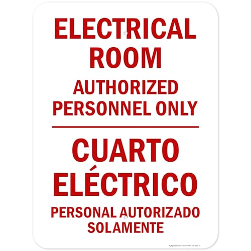Electrical Room Authorized Personnel Only Bilingual Sign, 18x24 Inches, Rust Free .063 Aluminum, Fade Resistant, Made in USA by My Sign Center - size: 18x24 Aluminum