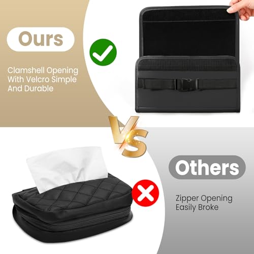 WHHMK Large Car Tissue Holder, Refill Easily Clamshell Opening, Black 1PC - color: Black