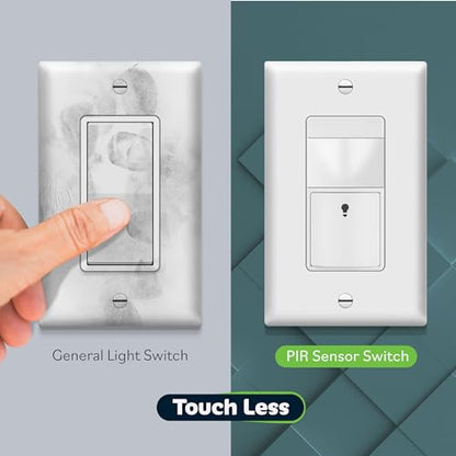 TOPGREENER Motion Sensor Light Switch, No Neutral Required, White, 6 Pack - color: White, size: 6 Pack