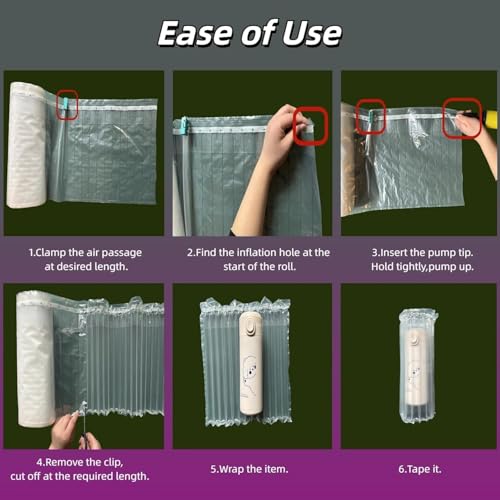 Large Bubble Cushion Wrap for Packing Fragile Items Inflatable Air Pillows for Shipping, Heavy Duty Reusable Eco-Friendly Packing Materials Moving Supplies for Bottles, TV, 11.8" x 131' - size: 11.8in*131.2ft