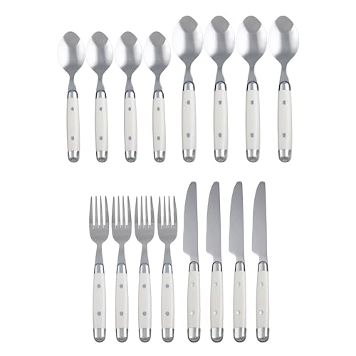 Cambridge Flatware Jubilee White Silverware Set for 4, White (16-Piece) - color: White