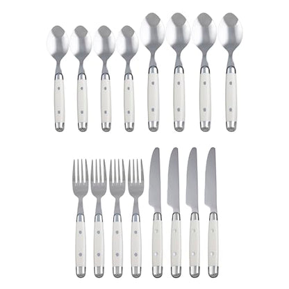 Cambridge Flatware Jubilee White Silverware Set for 4, White (16-Piece) - color: White