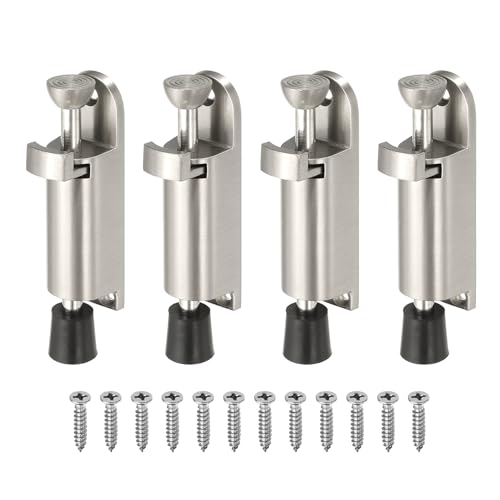 uxcell 4Pcs Kickdown Door Stop for Ground Gap 0-25mm Silver - color: Silver, size: for 0-25mm
