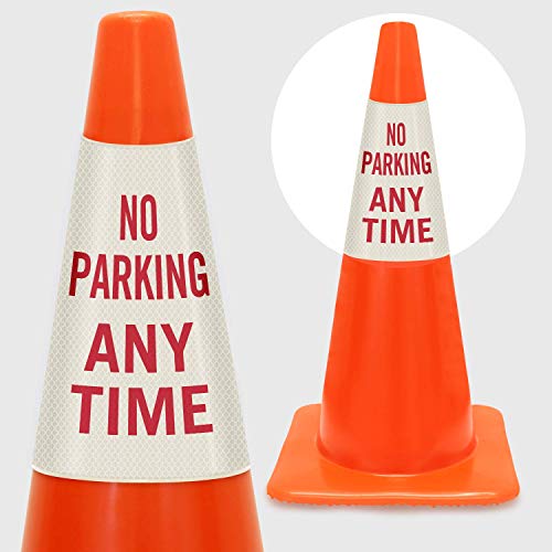 SmartSign “No Parking Any Time” Bright Reflective Cone Message Sleeve, [Cone Not Included] - color: No Parking Any Time, size: Pack of 1