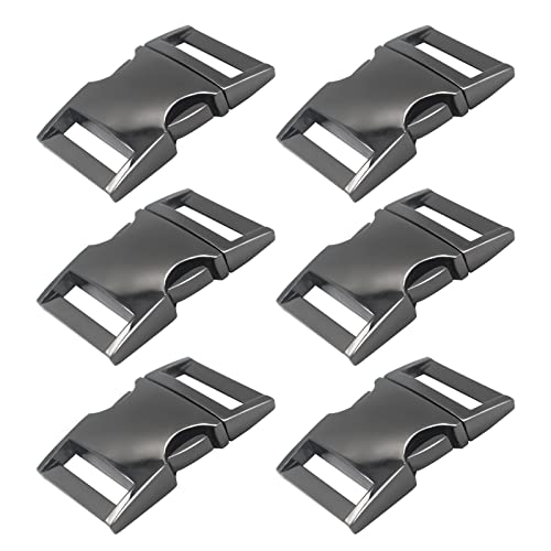 Bytiyar Buckle 6 pcs 3/4 inch(20mm) Quick Side Release Clips Metal Buckles for Straps Webbing Paracord Bracelet Dog Collar Backpack Belt, Gun Black - color: Gun Black, size: 3/4 inch