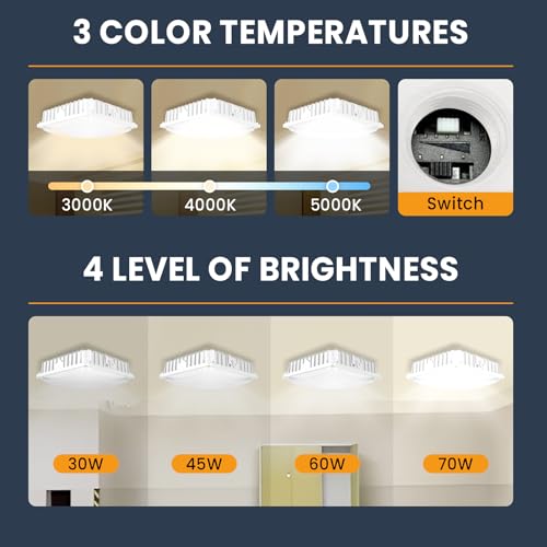 LED Canopy Light, 30W/45W/60W/70W Selectable, 3000K/4000K/5000K 3CCT, 4Pack
