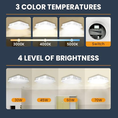 LED Canopy Light, 30W/45W/60W/70W Selectable, 3000K/4000K/5000K 3CCT, 4Pack