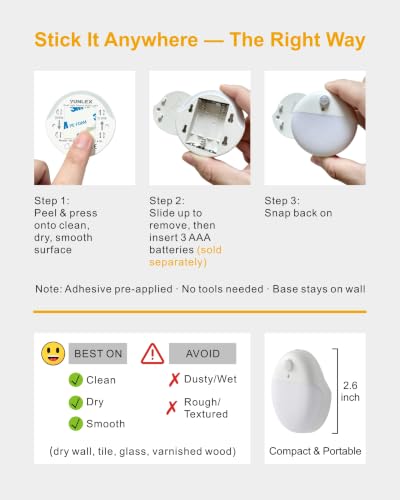 YUNLEX Toilet Light Motion Sensor, Battery Operated Night Light Indoor - color: Warm Yellow