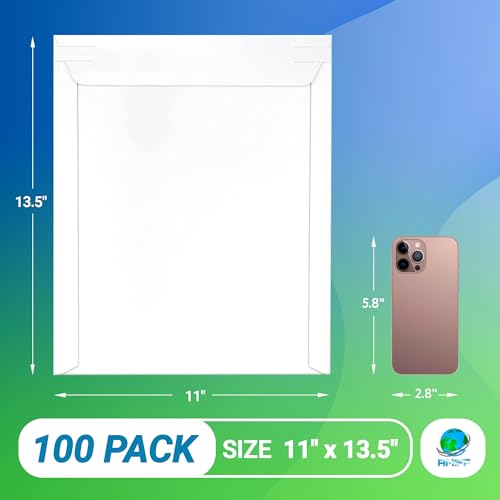 Rigid Mailers with Self-Seal, White 11 x 13.5 Inches, 100 Pack, 550 GSM Thick Paperboard Envelopes for Documents, Photos, CDs - color: White, size: 11" x 13.5" / 100 Pack