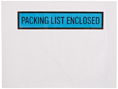 Aviditi PL488 Poly Envelope, Legend "PACKING LIST ENCLOSED", 4-1/2" Length x 6" Width, 2 mil Thick, Blue (Case of 1000) - color: Blue