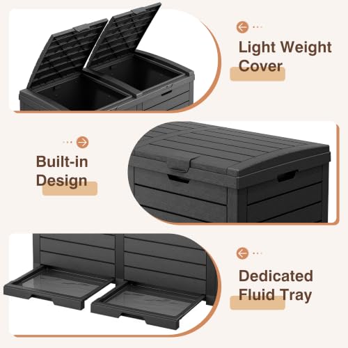Fancyango Resin Outdoor Trash Can with Lid, 62 Gallon, Black - color: Black, size: 62 Gallon