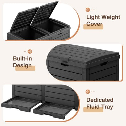 Fancyango Resin Outdoor Trash Can with Lid, 62 Gallon, Black - color: Black, size: 62 Gallon