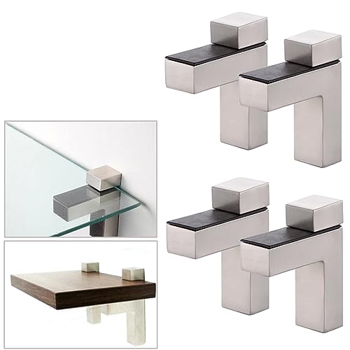 AWEN 4pcs Solid Metal Adjustable Wood/Glass Shelf Bracket Wall Mount, Shelf Holders，3-28mm Thick Adjustable Shelf Bracket, 25lbs Load，Brushed Nickel - size: Brushed Nickel-4PCS