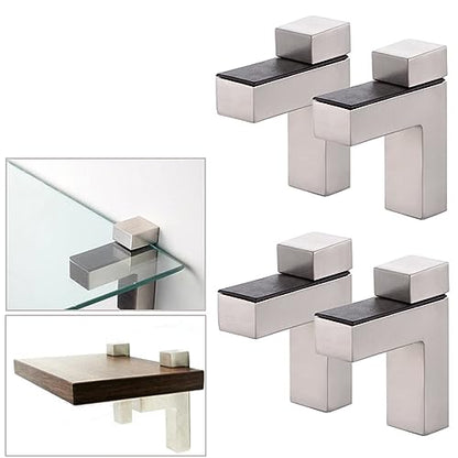 AWEN 4pcs Solid Metal Adjustable Wood/Glass Shelf Bracket Wall Mount, Shelf Holders，3-28mm Thick Adjustable Shelf Bracket, 25lbs Load，Brushed Nickel - size: Brushed Nickel-4PCS