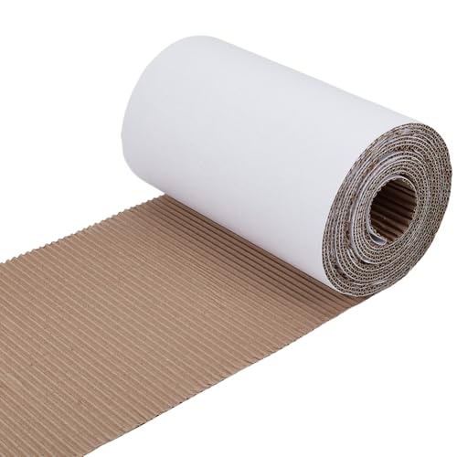 BENECREAT 197Inch Corrugated Cardboard Roll, 9.1Inch Wide B Flute Shipping Corrugated Paper, Heavy Duty Wrap Paper Sheet for Christmas Party Gift Packing Storage Shipping DIY Crafts (White) - color: White Back, size: 197x9.1 Inch