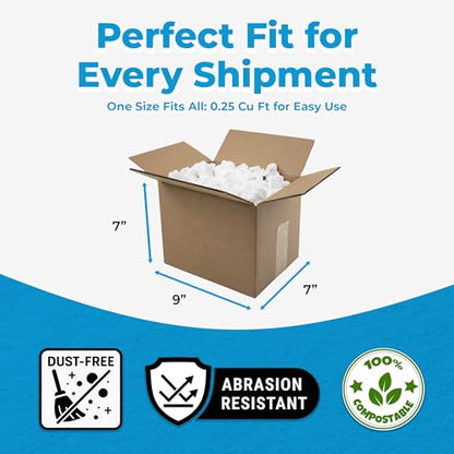 MagicWater Packing Peanuts for Shipping - White - S Shaped - .25 Cu Ft - size: 1/4 Cu Ft