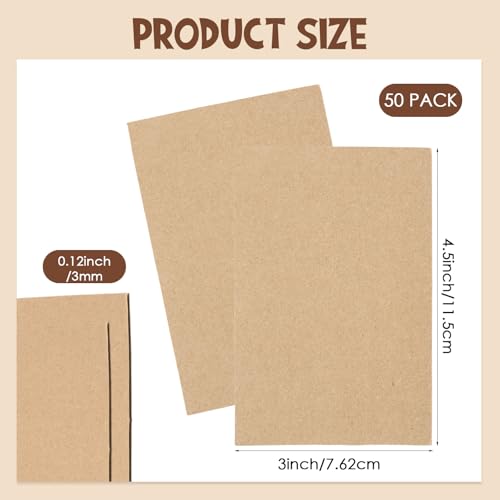 Zonon 50 Pack Corrugated Cardboard Sheets, 3 mm Flat, 3 x 4.5 Inch, Brown - color: Brown, size: 3 x 4.5 Inch