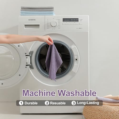 Jessy Home 80 Pack Microfiber Cleaning Cloth Roll Reusable Paper Towels 12"x12" Tear Away Cloth, Microfiber Towels for Cars, Wash Cloths, Lint Free Rags for House, Kitchen,Window,Cleaning Supplies - color: Dark Purple