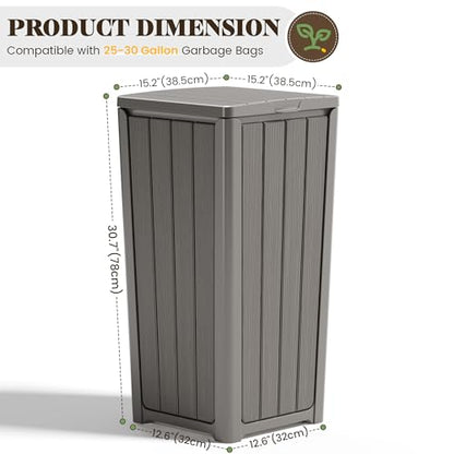 Fancyango Resin Outdoor Trash Can with Lid, 30 Gallon, Gray - color: Grey, size: 30 Gallon