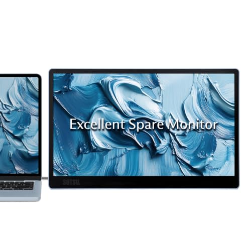 SOTSU SleekView 15.6" Portable Monitor | FHD 1920x1080 | 300 Nits | 100% sRGB | 60Hz | 6W | HDMI | USB-C | Lightweight | Gaming | Laptop | Smartphone | Travel | Sleek & Stylish Design - color: Denim Blue