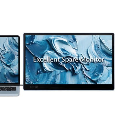 SOTSU SleekView 15.6" Portable Monitor | FHD 1920x1080 | 300 Nits | 100% sRGB | 60Hz | 6W | HDMI | USB-C | Lightweight | Gaming | Laptop | Smartphone | Travel | Sleek & Stylish Design - color: Denim Blue