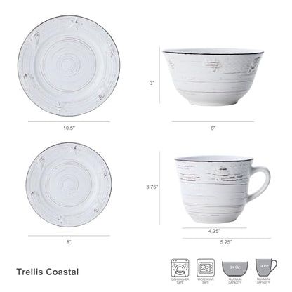 Pfaltzgraff Trellis Coastal 16-Piece Dinnerware Set, Service For 4, White - color: Coastal White
