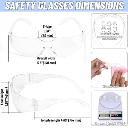 80 PCS Safety Glasses Bulk Unisex, Clear Safety Goggles with ANSI Z87.1 - color: Clear