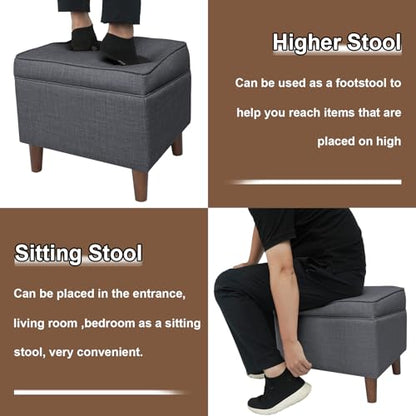 FAGAGA 18" Storage Ottoman with Adjustable Cover, Soft Step Stool - color: Light Gray, size: 15.8"D x 18.5"W x 15.8"H