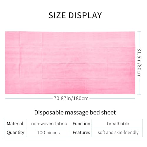 100PCS Disposable Massage Table Sheets, Pink Spa Bed Covers for Esthetician, Spa, Waxing, Lash, Tattoo, Salon Table, 31.5" X 71" - color: pink