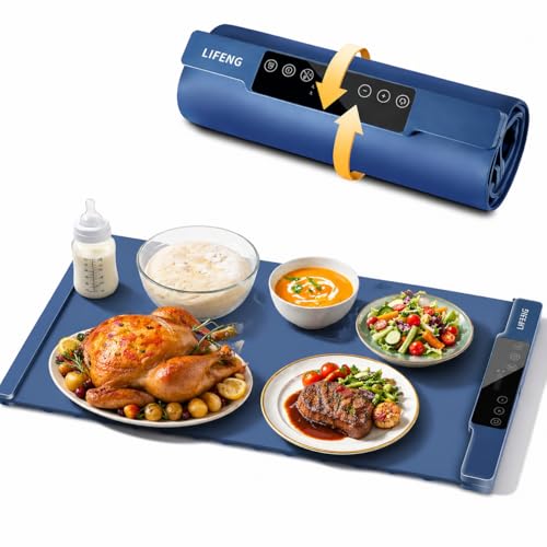 LIFENG Food Warming Mat,Warming Plates to Keep Food Warm - color: Blue, size: 35.43x13.39Inch