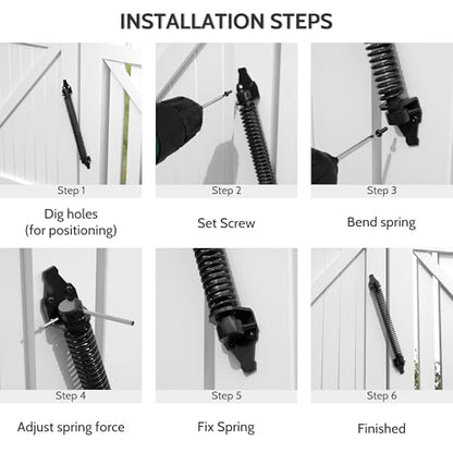 14" Gate Spring Self Closing Heavy Duty Outdoor Door Spring Automatic Gate Closer, Adjustable for Wooden and Vinyl Fence, Black,4 Pack