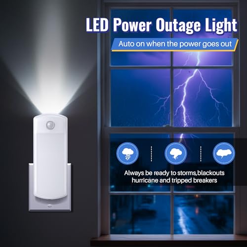 4 in 1 LED Power Failure Light for Home Power Outage, White Light, 2 Pack - color: White Light