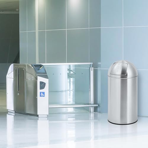 Heay Duty Stainless Steel Tall Trash Can with Push Lid – Commercial Outdoor Garbage Bin – Fingerprint-Proof, Removable Inner Metal Bucket – Ideal for Public Spaces – 18.5 Gallon (70L) – - size: Large