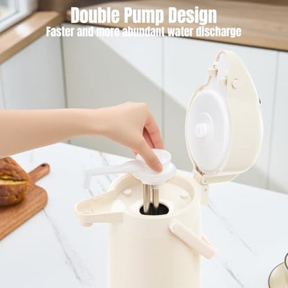 PARACITY Coffee Dispenser with Pump, Airpot Coffee Carafe, 84.5 oz, White - color: White