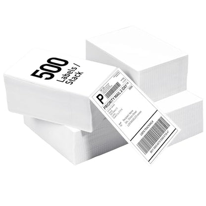 Fanfold 4" x 6" Direct Thermal Labels 2000 Thermal Printer Paper 4 Stacks Shipping Labels - style: 2000 Labels-White