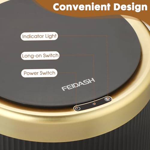 Automatic Bathroom Trash Can with Lid,Small Wastebasket Gold Black - color: Black and Gold, size: 2.8 Gallon