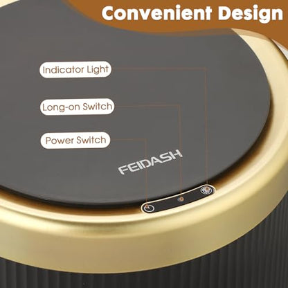 Automatic Bathroom Trash Can with Lid,Small Wastebasket Gold Black - color: Black and Gold, size: 2.8 Gallon