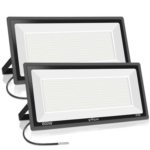 XYCN 800W 2pack LED Flood Lights,3700 watt Equivalent 89500LM Super Bright Outdoor LED Arena Lights 100-277V IP65 Waterproof 5000K Daylight Commercial Lighting for Stadium,Backyard, Parking lot etc - color: 800W 2pack led flood light