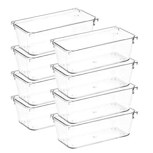 8 Pack Drawer Organizers, 3"X 6" Clear Acrylic Storage Bins - size: 3"X 6"