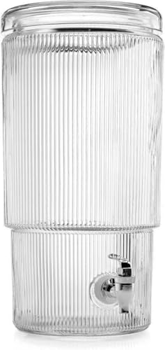 2-PACK Capri Drink Dispenser - Glass Beverage Dispenser, 100% Leakproof Spigot Perfect For Parties And Daily Use Lead-Free Glass, Beautiful Design, 1.8 Gallon - color: Clear-1.8 Gallon
