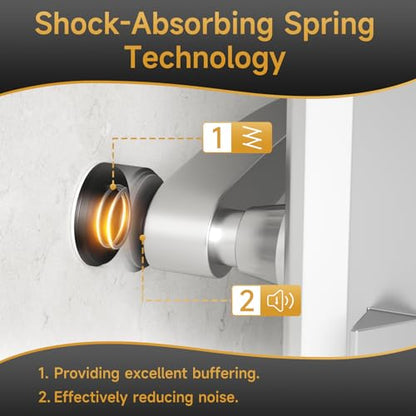 Door Stoppers for Wall with Adhesive, Aluminum, 1.38"x0.94", Black - color: Black