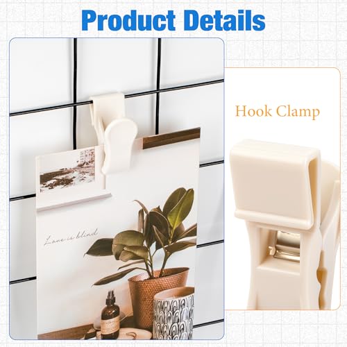 14 PCS Grid Wall Accessory Hooks Siding Clips to Hang Things Wall - color: White 14PCS