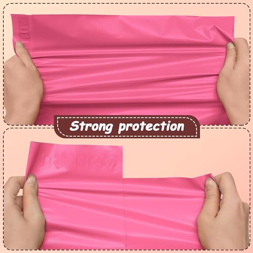 Pink Poly Mailers with Handle, 10x13 Inch 100 Pcs - color: Pink, size: 10x13 Inch 100 pcs