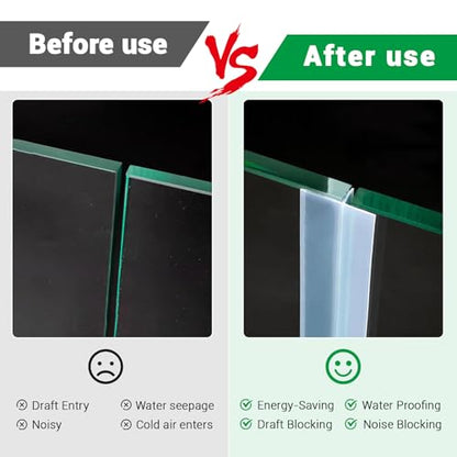Huakaile T-Shaped Clear Door Draft Stopper Blocker, 19.6 Ft x 1.3" Silicone Weather Stripping Window Seal Strips, Self-Adhesive Waterproof Shower Door Bottom Sweep for Insulation Gap - size: 6 Meter