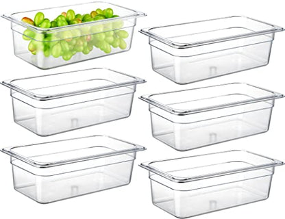 CURTA 6-Pack 1/3 Size 4" Deep NSF Polycarbonate Food Pans | Dishwasher & Freezer Safe Clear Container for Prep Tables, Buffet, Salad Bar, Commercial & Home Kitchen - color: 1/3 Size, size: 4" Deep