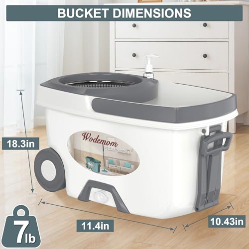 Traditional Large Spin Mop and Bucket, 2 Gal Capacity, White - size: Large - 6 Refills - White