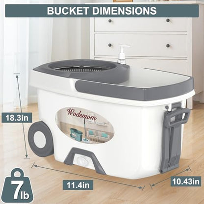 Traditional Large Spin Mop and Bucket, 2 Gal Capacity, White - size: Large - 6 Refills - White